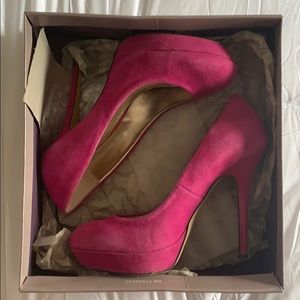 Cool Hot Pink Suede Platform Pumps w/ Original Box
